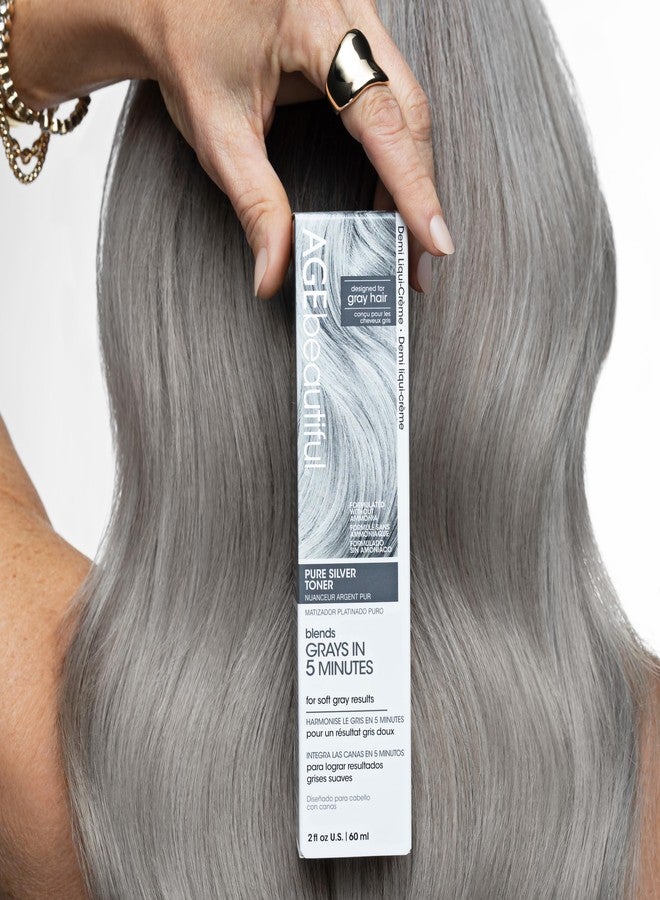 AGE beautiful Pure Silver Demi Liqui-Creme 5-Minute Toner | Blend & Enhance Gray Hair with Soft Gray Tones | Neutralize Yellow Tones | Professional Salon Color - Image 2
